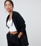 Asos Design Tall Zip Through Hoodie In Black - Black