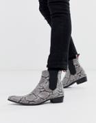 Jeffery West Adamant Chelsea Boot In Snake Leather-gray