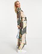 New Look Midaxi Shirt Dress In Patchwork Floral Pattern-multi
