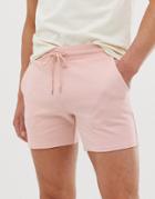 Asos Design Jersey Pink Skinny Shorts In Shorter Length-beige