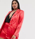 Club L London Plus Satin Blazer Dress In Raspberry-pink