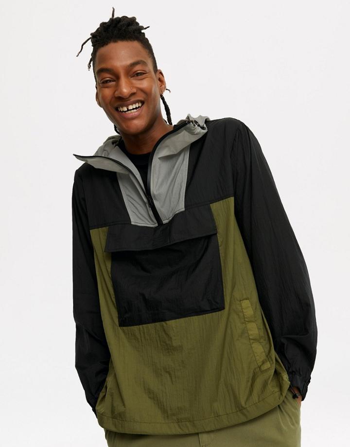 New Look Overhead Color Block Jacket In Multi-black