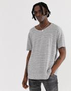 Allsaints Oversized Stripe T-shirt With Linen Mix - White