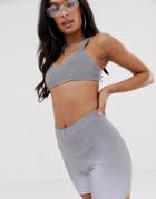 Jaded London Bikini Short In Reflective Sliver - Silver