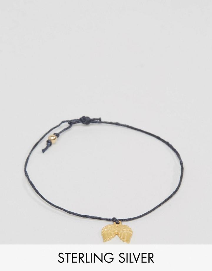 Dogeared Gold Plated Teeny Angel Wings Make A Wish Linen Bracelet - Gold