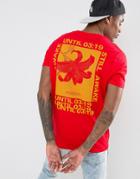 Asos T-shirt With Yellow Abstract Text Back Print In Red - Red