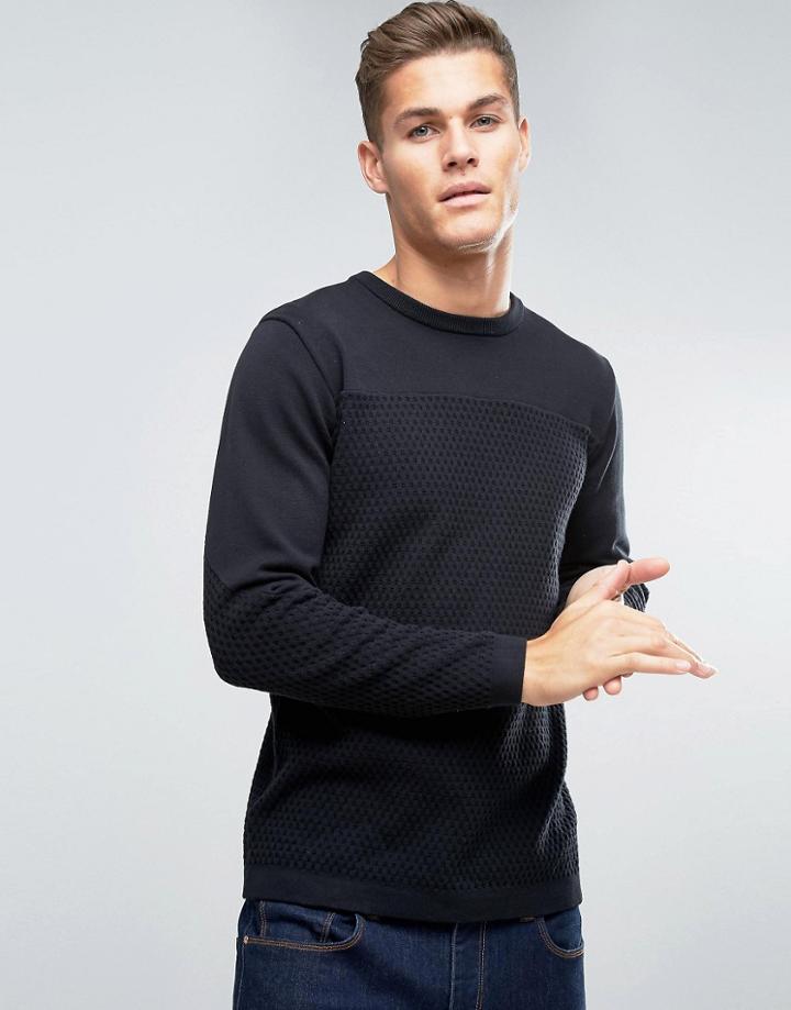 Lindbergh Texture Knit Sweater Cut & Sew - Black
