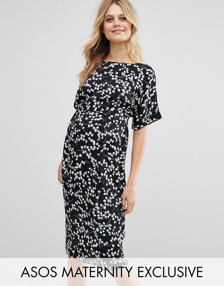 Asos Maternity Wiggle Dress In Floral Print - Multi