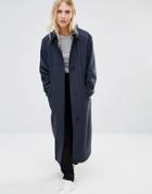 Cooper & Stollbrand Oversized Relaxed Fit Duster Coat In Speckled Navy Wool - Navy