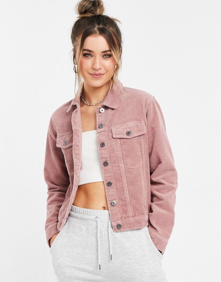 Jdy Kiraz Corduroy Denim Jacket In Rose Pink