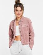 Jdy Kiraz Corduroy Denim Jacket In Rose Pink