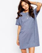 Asos Casual Oversize T-shirt Dress With Pocket - Blue
