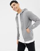 Replay Star Sleeve Zip Thru Hoodie - Gray