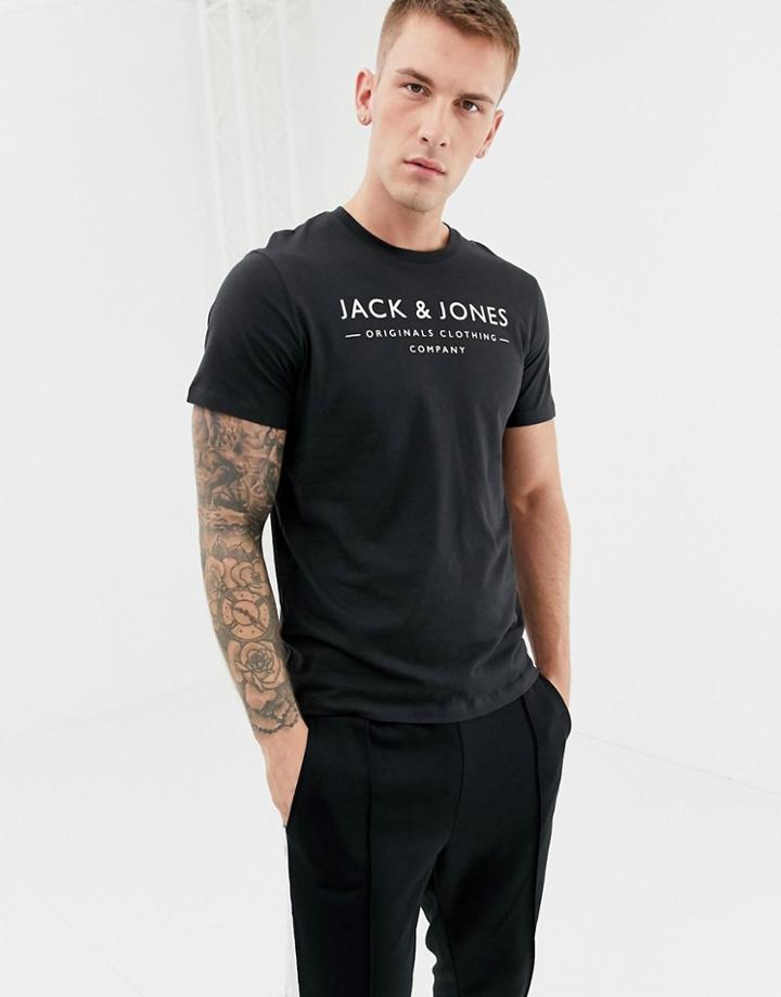 Jack And Jones Originals Chest Logo T-shirt - Black