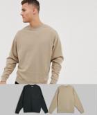 Asos Design Oversized Sweatshirt Multipack In Beige/black - Multi