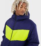 Collusion Color Blocked Puffer Jacket In Navy