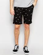 Bellfield Chino Shorts With All Over Dolphin Print - Black