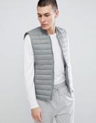 Pull & Bear Quilted Vest In Gray - Green