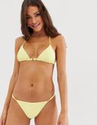 New Look Triangle Bikini Top In Lemon-yellow