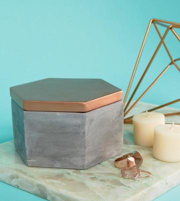 Mimo Hexagon Marble & Rose Gold Jewelry Box - Multi