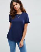Asos Lightweight Knitted Loopback T-shirt - Navy