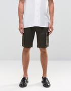 Asos Skinny Shorts With Cargo Pockets In Khaki - Green
