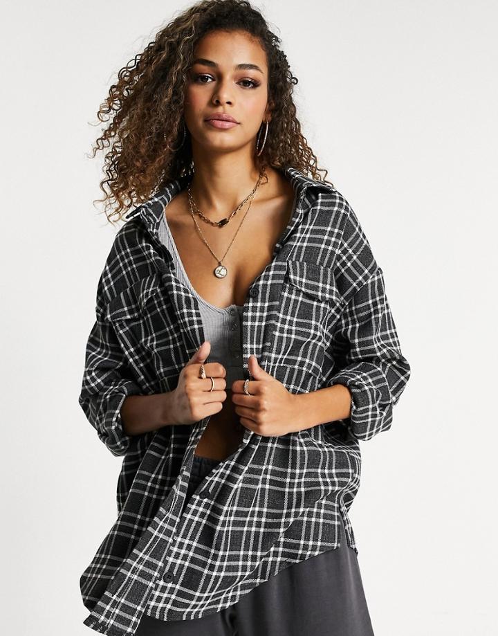 Asos Design Shirt Shacket In Mono Check-multi