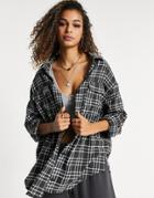 Asos Design Shirt Shacket In Mono Check-multi