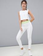 Asos 4505 Training Legging With Bonded Waistband And Laser Cut Technology - White