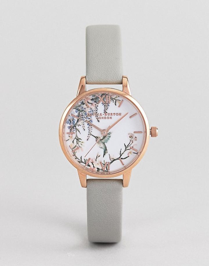 Olivia Burton Ob16pp22 Painterly Prints Leather Watch - Gray