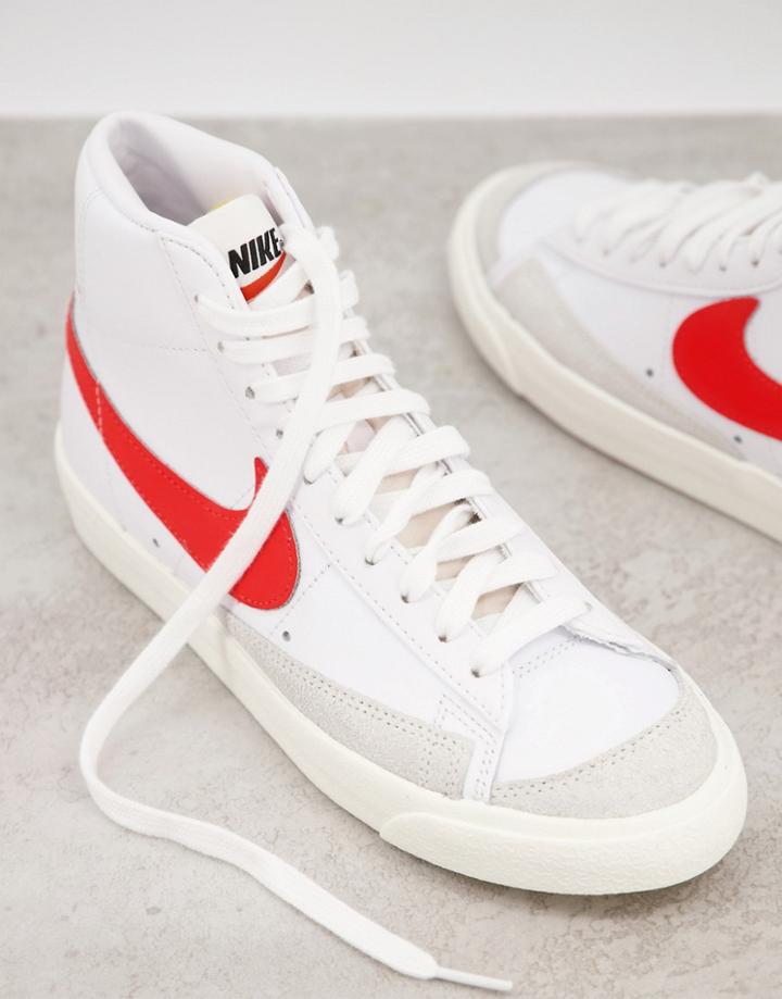 Nike Blazer Mid '77 Vntg Sneakers In White/habanero Red