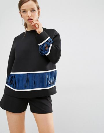 Asilio Record Sweater With Block Stripe - Navy