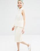 Monki Crochet Lace Blouse - Almost White