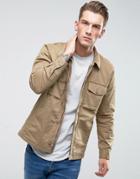 Abercrombie & Fitch Military Over Shirt Zip Front In Beige - Beige