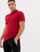 Asos Design Muscle Fit Polo In Jersey In Red - Red