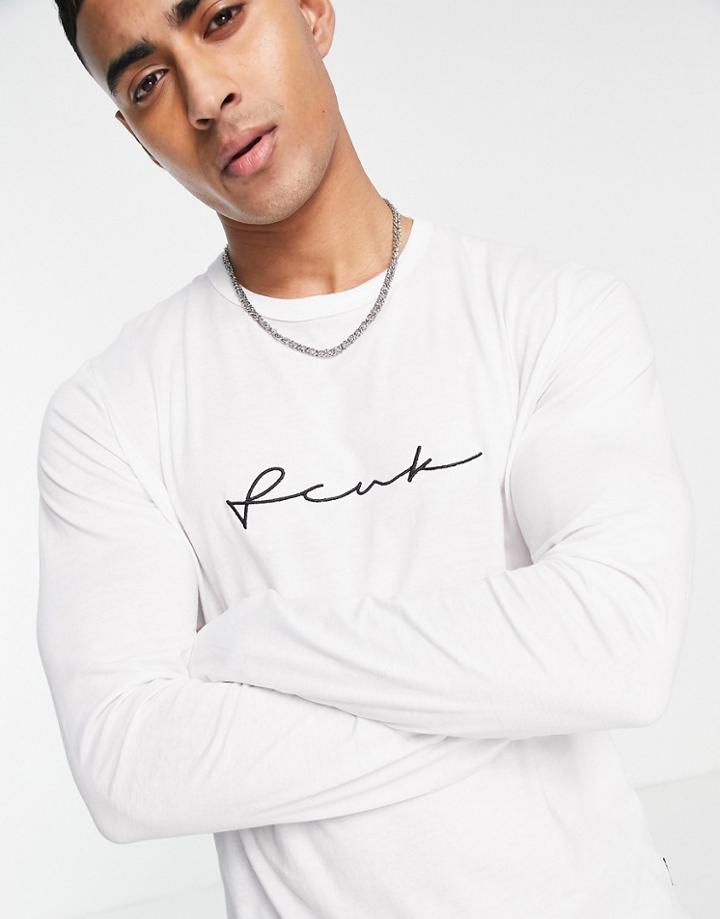 Fcuk Script Logo Long Sleeve Top In White