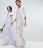 Maya Premium Floral Embellished Wrap Front Maxi Dress In Multi Color - Multi