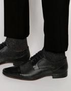Asos Derby Shoes In Black Textured Leather With Toe Cap - Black
