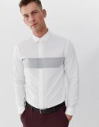 Selected Homme Slim Shirt With Body Stripe And Concealed Placket-white