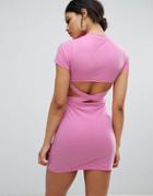 Daisy Street Bodycon Dress With Cross Back Cutout - Pink