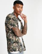 Asos Design Relaxed Shirt In Black Vintage-inspired Print