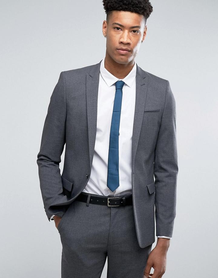 Asos Tall Skinny Suit Jacket In Charcoal - Gray