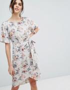 Closet London Floral Dress With Sleeve And Wrap Skirt - Multi