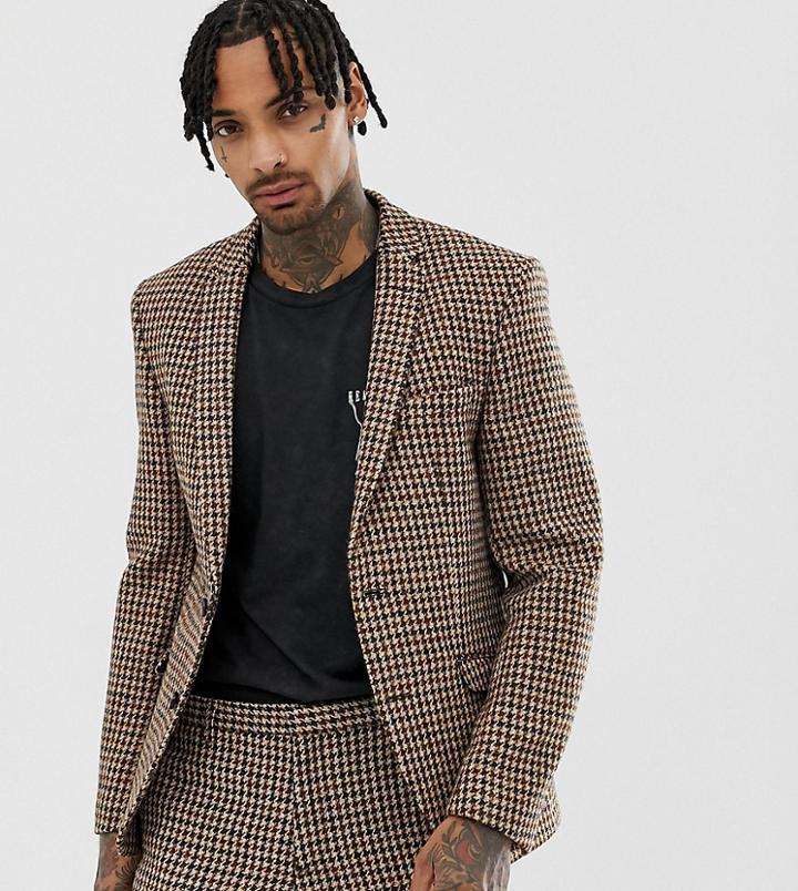 Heart & Dagger Slim Suit Jacket In Charcoal Harris Tweed - Gray