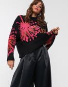 In Wear Oriana Fireworks Print Sweater In Alpaca Wool Blend-black
