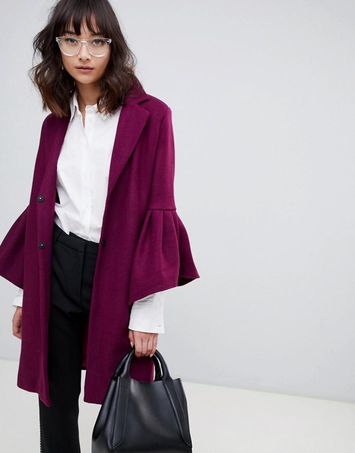 Unique 21 Ruffle Sleeve Coat - Purple