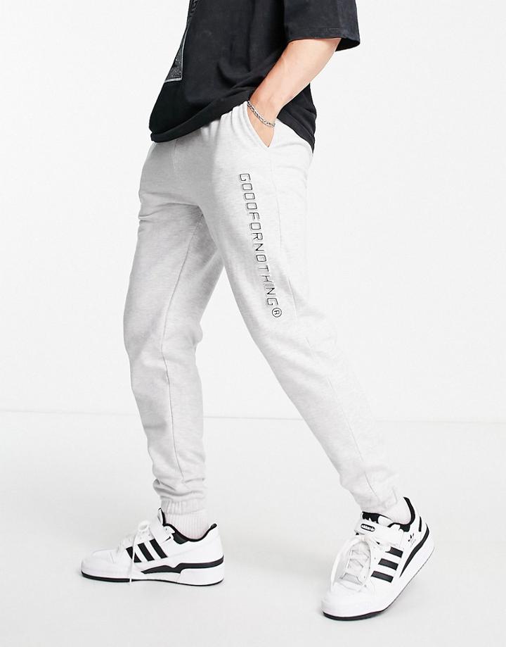 Good For Nothing Sweatpants In Gray With Logo Print - Part Of A Set-grey