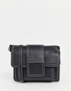 New Look Contrast Stitch Cross Body In Black - Black