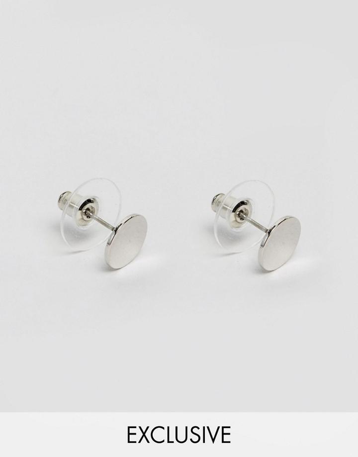 Designb London Circle Stud Earrings Exclusive To Asos - Silver