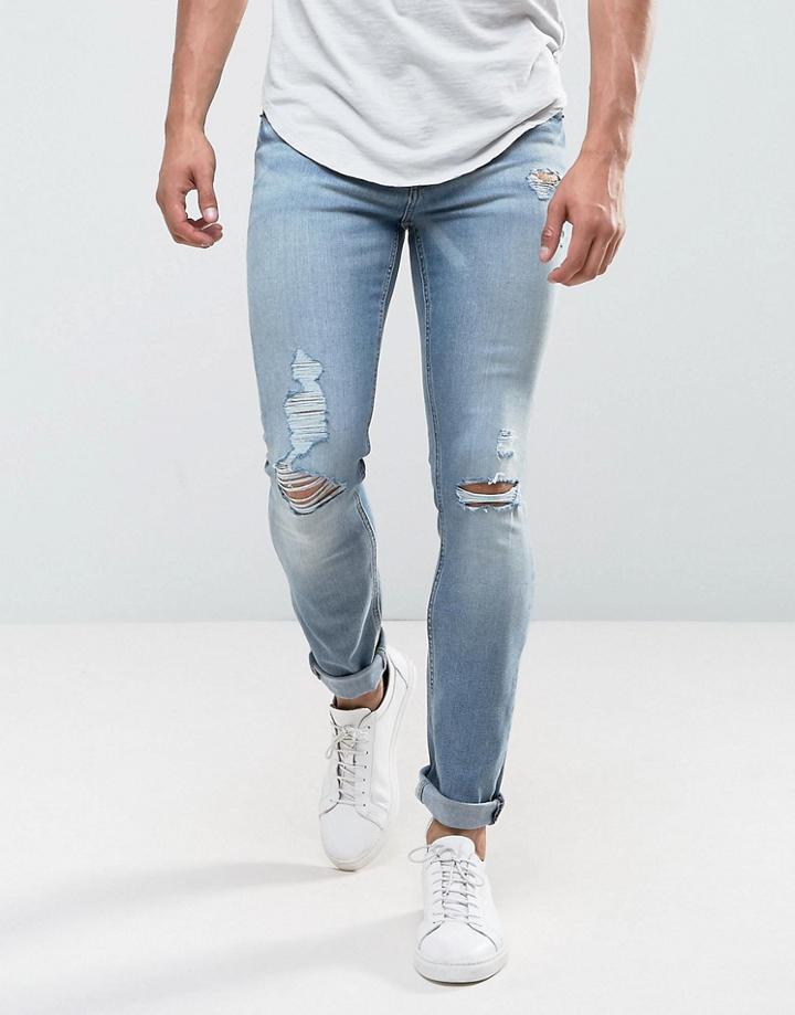 Cheap Monday Tight Skinny Jeans Future Blue Ripped - Blue